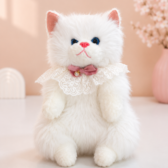 Realistic White Cat Plush Backpack | Ultra Soft Cute Cat Bag for Kids & Girls