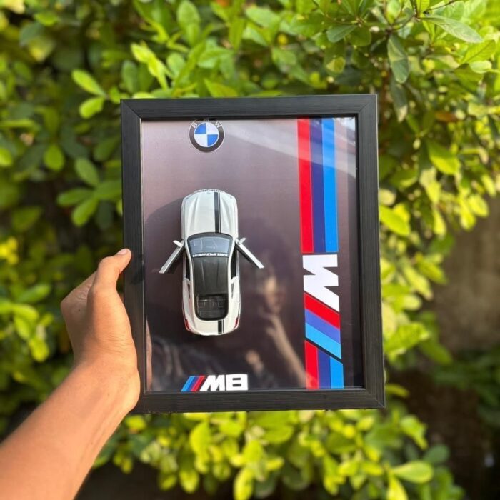 White BMW M8 Kinsmart Official Licensed 3D Car Frame