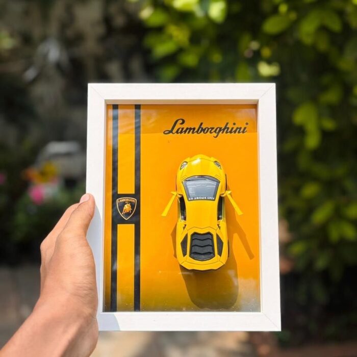 Premium Yellow Lamborghini 3D Car Box Frame