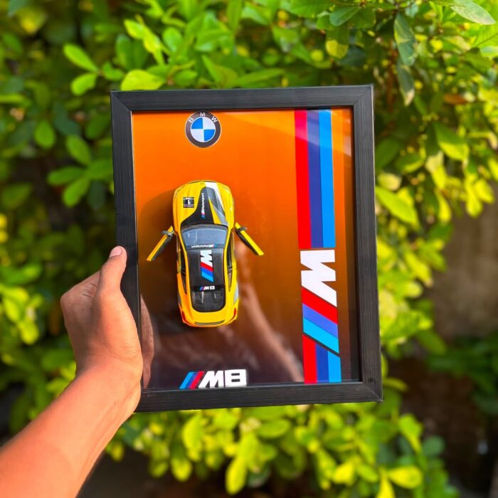 Yellow BMW M8 Kinsmart Official Licensed 3D Car Frame